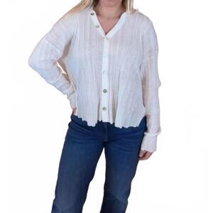 NEW COLORUSH barrel button down polo sweater in ice milk